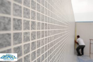 Grey tile effect pool liner. ETNA range