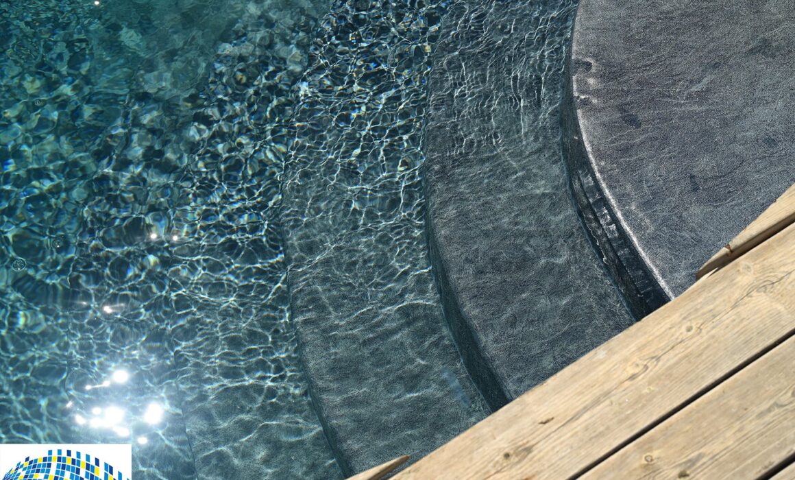 Detail of finished swimming pool steps